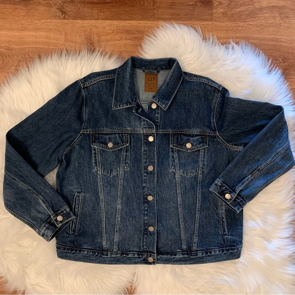 Gap Icon Jean Jacket Dark Indigo XXL Women’s Like New All Seasons Classic Blue - Picture 2 of 16